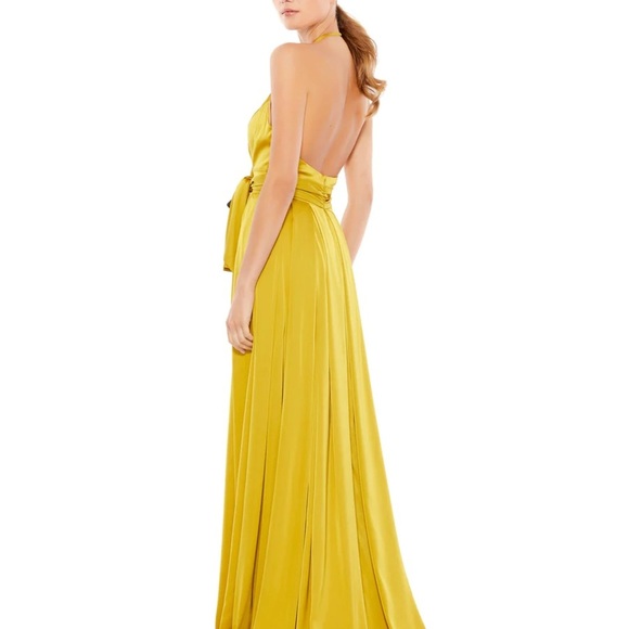 (80) BNWT MAC DUGGAL CHARMEUSE HALTER STRAP SOFT TIE WAIST GOWN #26531 - Picture 2 of 12